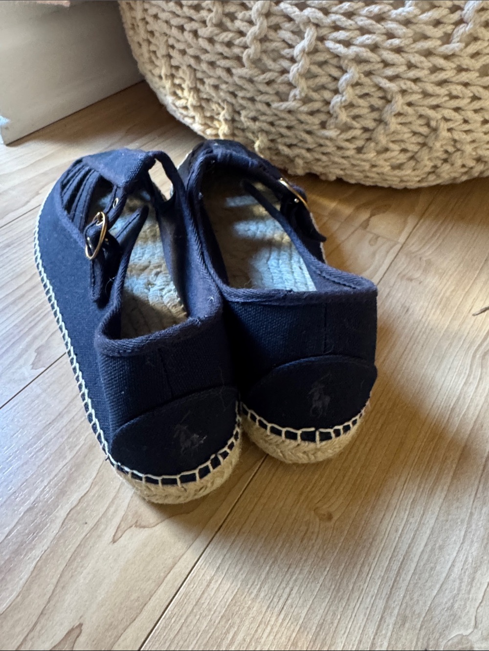 Polo by Ralph Lauren Black Canvas Ghillie Espadrille Sandals - Picture 4 of 5